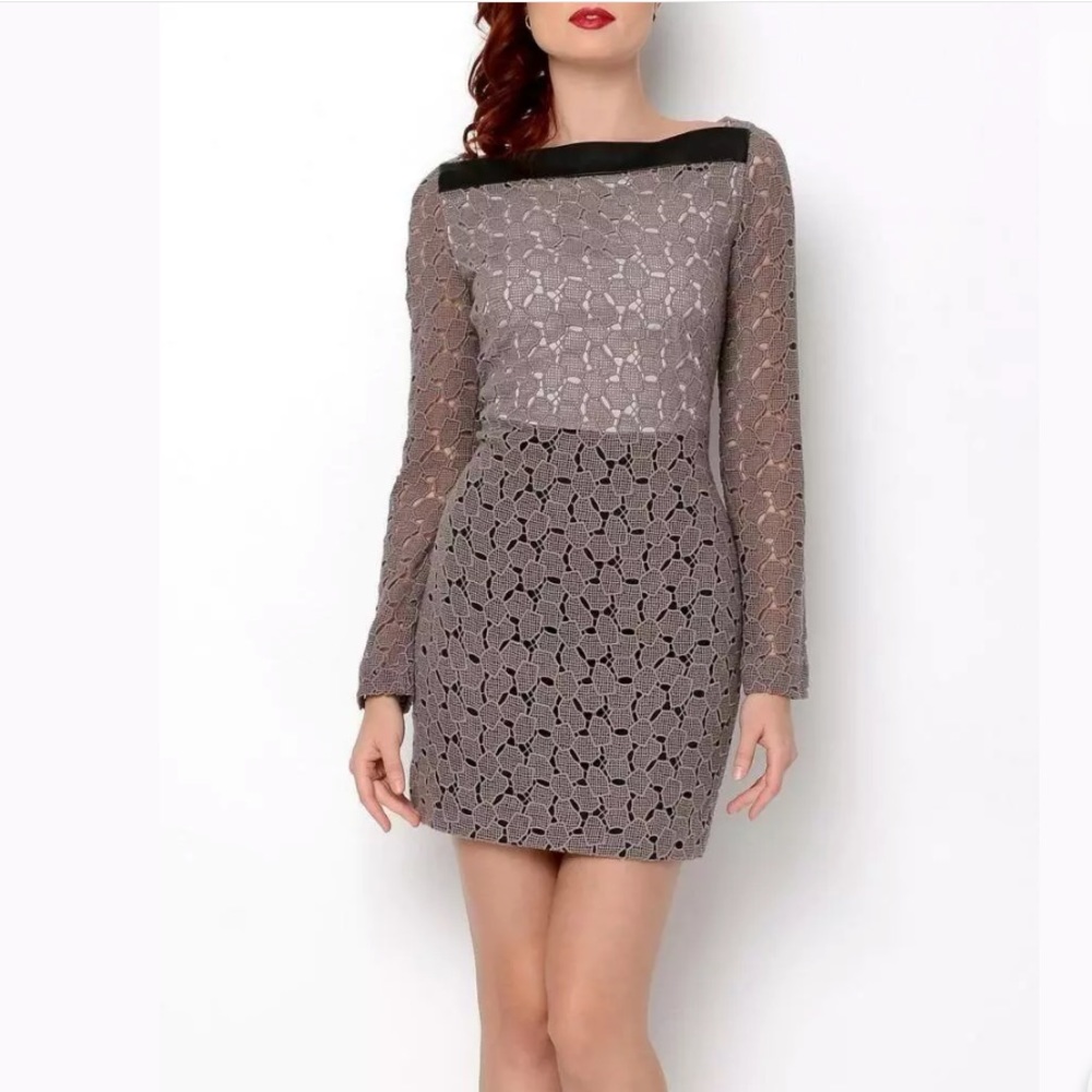 DIANE VON FURSTENBERG DRESS Beautiful Lace Leather